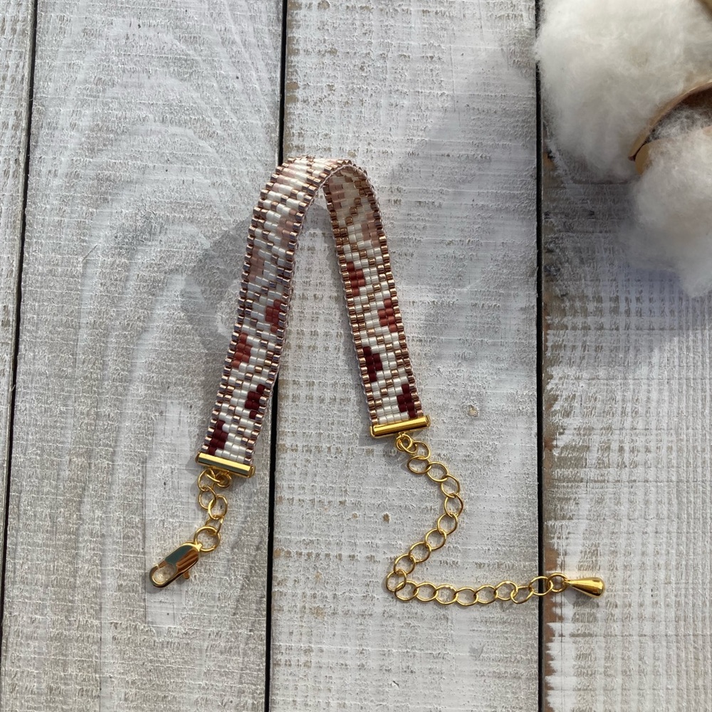JACQUELINE handmade beaded loom bracelet with adjustable closure